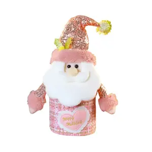 Рождественская яблочная банка для конфет плюшевая кукла высотой 30см Dolls and bears dance, розовый