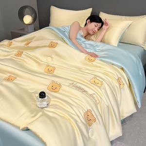 Antarctic Одеяло летнее 150х200 см, комплект из 4 предметов, шелковистое, машинная стирка, цвет Cream Bear - Yellow And Blue