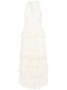 Кружевное платье миди с V-образным вырезом Philosophy Di Lorenzo Serafini, нейтральный