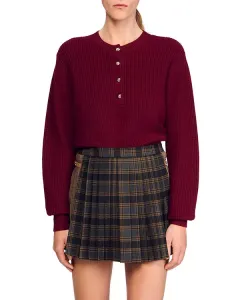 Тунисский джемпер в рубчик Sandro, красный