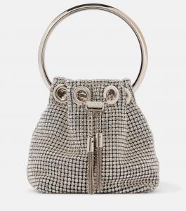 Сумка-ведро Bon Bon Micro с декоративными элементами Jimmy Choo, серебряный
