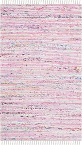 Ковер SAFAVIEH, 77 x 122 см, Rag Rug Collection, Light Pink & Multi, ручной работы, бoho-полоска, хлопок, идеален для помещений с высокой проходимостью: прихожая, гостиная, спальня (RAR125E)