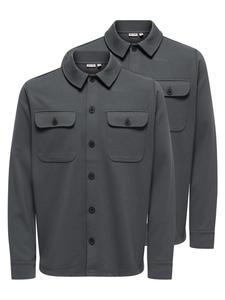 Only & Sons Рубашка на пуговицах 'Newkodyl' прямого кроя в темно-сером цвете