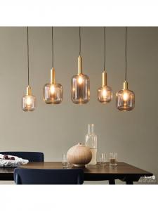 Home24 Подвесной светильник MOME с 5 плафонами, серо-черный