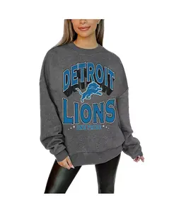 Женская толстовка Detroit Lions Long Weekend из премиального флиса цвета тёмно-серого цвета с приспущенными плечами Gameday Couture
