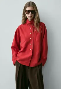 Струящаяся блузка на пуговицах с застежками-кнопками Massimo Dutti, Red