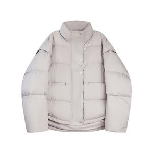 ELLE Пуховик женский Light Gray со стойкой и умеренным объемом