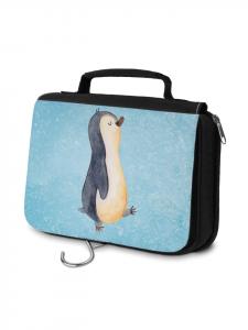 Mr. & Mrs. Panda Косметичка в виде пингвина с рисунком в виде сердечек, без надписи, нежно-голубого цвета