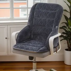 Подушка для офисного кресла (угольно-серого цвета) со спинкой, мягкая подушка для сиденья со съемным чехлом и завязками, подушка для кресла-качалки в помещении ele eleoption