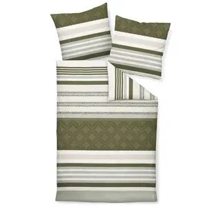 Комплект постельного белья Janine Design из тонкой фланели DAVOS 65133, цвет эвкалиптовый, оливковый-06, размер 155x220 + 80x80 см Original Janine