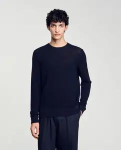 Мужской свитер фактурной вязки Sandro, тёмно-синий