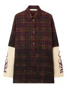 Рубашка в клетку с огненными принтами Palm Angels, красный