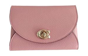 COACH Кошелек для карт Turnlock Cross Grain Leather, женский, розовый
