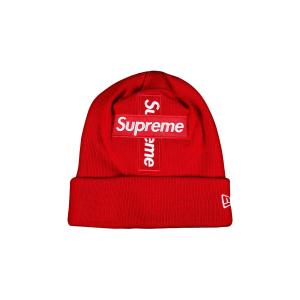 Шапка-бини с логотипом Supreme x New Era Cross Box, цвет Красный