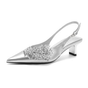 Ainer cat Chunky Heel High Heels 5cm для женщин Ainer-cat, серебряный