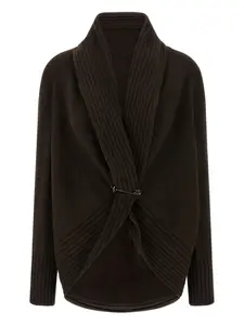 Кардиган с воротником-шалькой и брошью Alberta Ferretti, коричневый