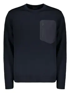 Свитер с круглым вырезом и карманом Herno, синий