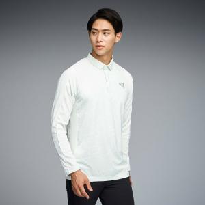 Мужская поло-рубашка с длинными рукавами и графическим изображением кошки-тени для гольфа.