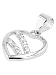 Adeliás Женский кулон - Сердце. Кулон в форме сердца из серебра 925 пробы с кубическим цирконием в серебряной оправе