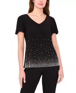 Женский топ с V-образным вырезом и короткими рукавами Msk, черный