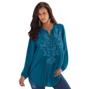 Женская туника больших размеров с пайетками и цветочным принтом Roaman's, цвет Exotic Peacock