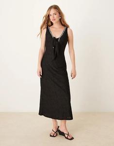 Платье мидакси Ghospell с заклепками черного цвета