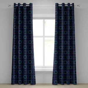 Геометрическая штора на люверсах ABAKUHAUS, с рисунком в виде каракулей и колец на темном фоне, декоративная двухпанельная штора, 280 см x 175 см, цвет сине-фиолетовый, светло-голубой Abakuhaus