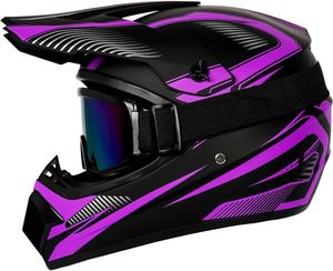Шлем детский Yesmotor для мотокросса, фиолетовый / черный