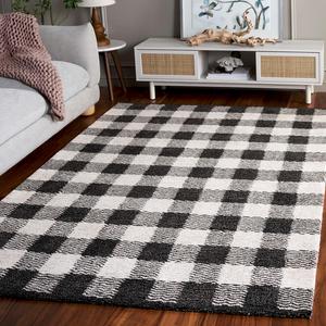 SAFAVIEH Genre Collection ковер 122 x 183 см - , Charcoal & Ivory, ручной работы из шерсти, дизайн Gingham, идеально для гостиной, столовой, спальни (GRE801Z)