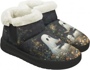 Женские мини-сапоги на платформе, зимние ботинки до щиколотки с уютной меховой стелькой, легкая подошва с антискользящим эффектом Chririnla, Book Ghost