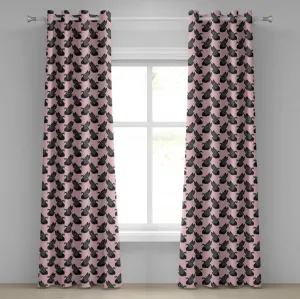 Штора на люверсах ABAKUHAUS Лебедь, винтажный рисунок в стиле пин-ап с фигурками принцессы Черный лебедь для девочек, детей и детского сада, декоративная двухпанельная штора, 280 см x 245 см, бледно-розовый и черный Abakuhaus