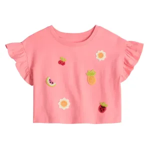 Футболка с расклешенными рукавами для девочек 4-12 лет Jumping Beans, цвет fruit crochet coral