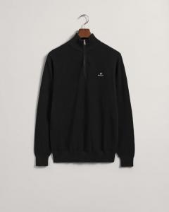 Мужская демисезонная куртка Sweat из хлопкового пике черного цвета с застежкой-молнией Gant, черный