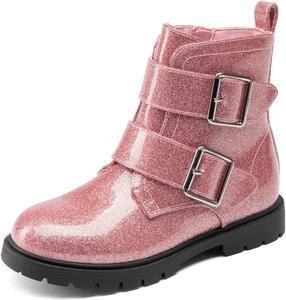 Ботинки DREAM PAIRS для девочек и мальчиков с блестками, на щиколотку, с боковой молнией и пряжками, для малышей, детей младшего возраста и старших детей, Pink