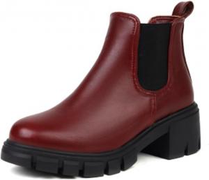 Женские массивные ботинки челси на платформе, ботильоны на низком толстом каблуке с эластичной вставкой для легкого надевания Generic, Red