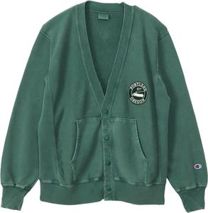 Мужской кардиган-толстовка с длинными рукавами и V-образным вырезом Champion, 100% хлопок, флис 283 г, графический принт, технология Reverse Weave, повседневный крой, C3-Z014, зеленый