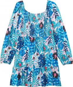 Платье Lilly Pulitzer Kids Mini Jilly Long Sleeved Dress, цвет Breezy Aqua Best Fronds Forever