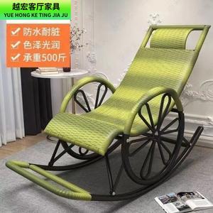 Fantasy Кресло-качалка для взрослых из ротанга, усиленная модель с двойными колесами, бамбуковый зеленый, двойной слой