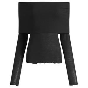 Прозрачный топ из модала с открытыми плечами и длинными рукавами Skims, Onyx