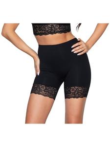 Alkato Женские длинные брюки с кружевом и отделкой по низу, черные