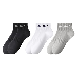 Спортивные носки на все сезоны, щиколоточные, влагоотводящие, хлопковые, унисекс, набор из 3 пар WARRIOR, huili classic ankle socks 3 pack