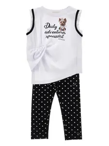 Комплект из топа и брюк в горох Monnalisa, белый