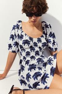 Платье с присборенной талией H&M, белый