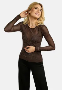 Блестящая блузка с длинными рукавами Liberté Essentiel, Dark Brown Diamond Dot