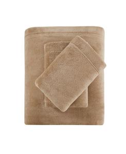 Комплект постельного белья Soloft из плюшевого микрофлиса, 4 предмета, размер Full Madison Park, серо-коричневый