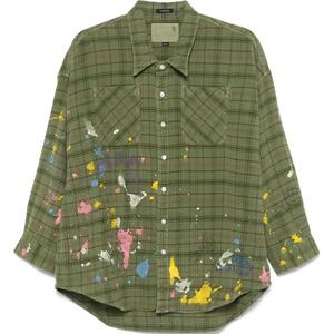 Рубашка с эффектом брызг краски R13, зеленый