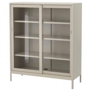 Шкаф с раздвижными стеклянными дверцами IDÅSEN IKEA, 120x140 см, бежевый