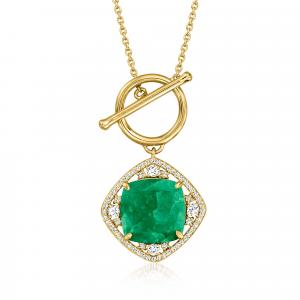 Ожерелье Ross-Simons с изумрудами и белыми топазами из 18-каратного золота поверх стерлингового серебра Ross-Simons, 20 In