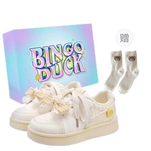 BINGO DUCK Женские противоскользящие и дышащие низкие скейтерские кроссовки с желтым бантом, эксклюзивной коробкой и носками в подарок