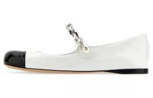 MIU MIU Туфли Мэри Джейн на массивном каблуке, женские, черно-белые